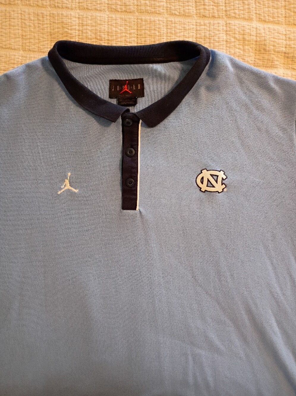 Jordan Light Blue Polo with Navy Trim and Embroidered Logos - Picture 4 of 4